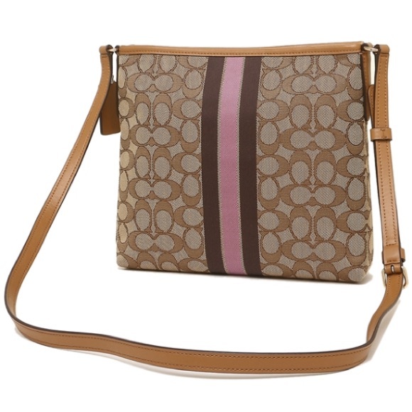 Coach Handbags - Coach Crossbody Bag File Crossbody In Signature Jacquard PinkStripe Khaki ⭐️⭐️⭐️